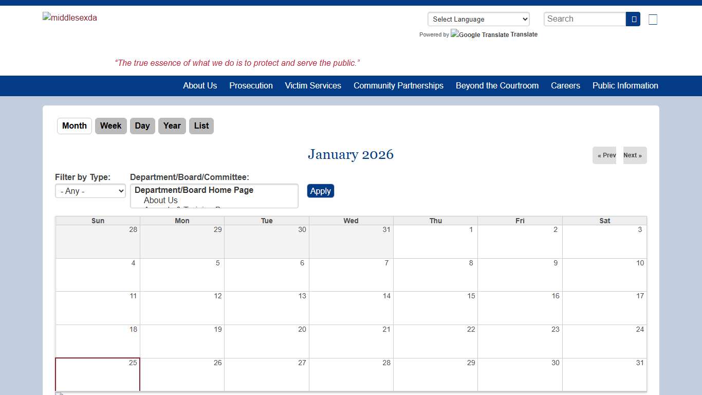 Calendar middlesexda