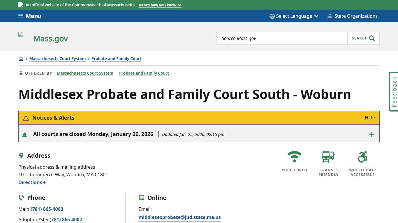 Middlesex Probate and Family Court South - Woburn Mass.gov