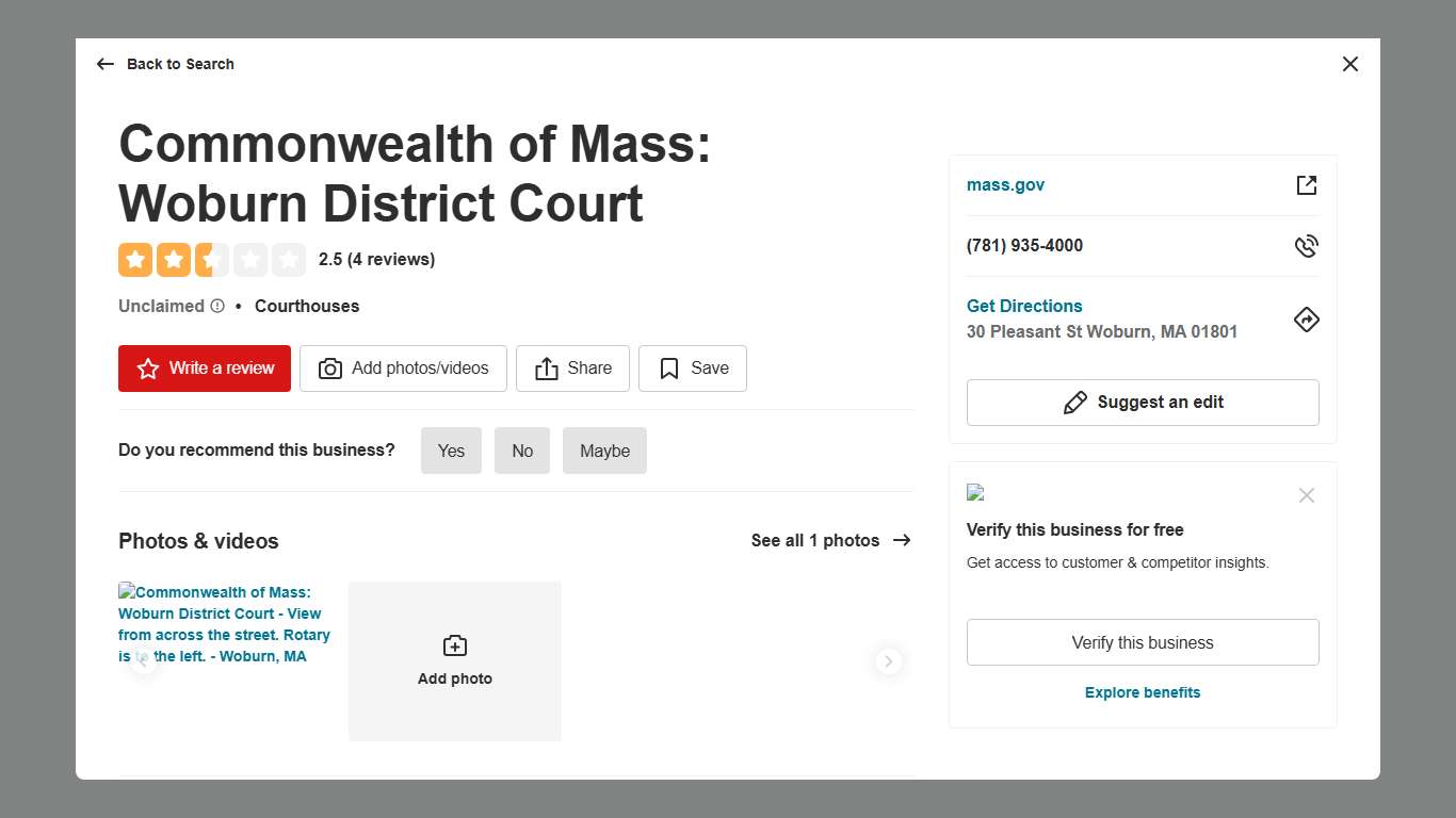 COMMONWEALTH OF MASS: WOBURN DISTRICT COURT - Updated January 2026 - 30 Pleasant St, Woburn, Massachusetts - Courthouses - Phone Number - Yelp