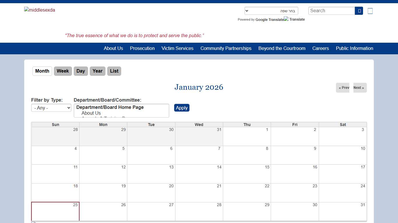 Calendar middlesexda